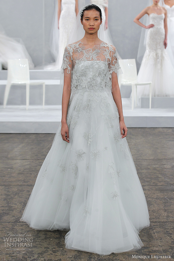 monique lhuillier bridal spring 2015 color wedding dress elsa