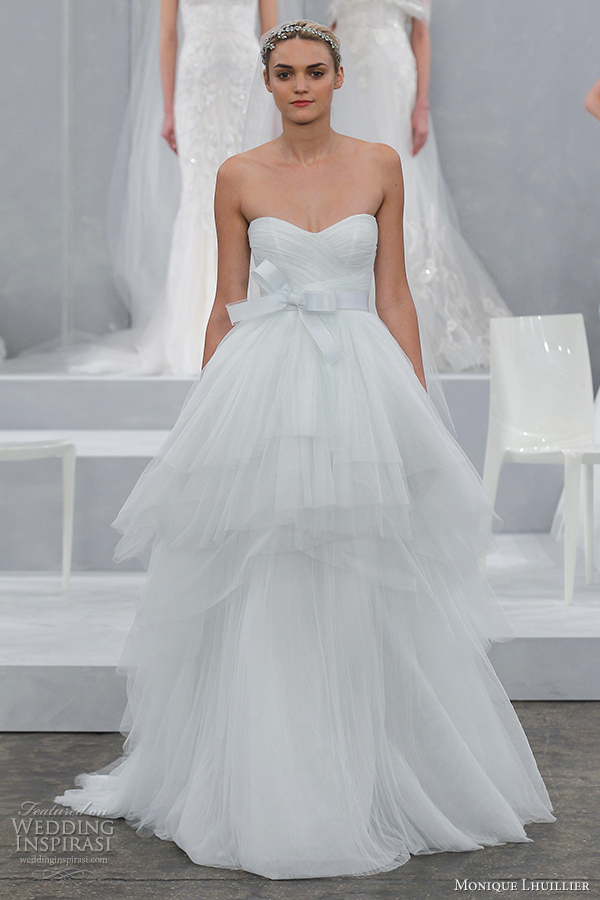 monique lhuillier bridal spring 2015 strapless wedding dress oceana