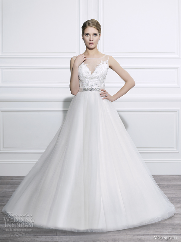 moonlight tango fall 2014 wedding dress t657 front view