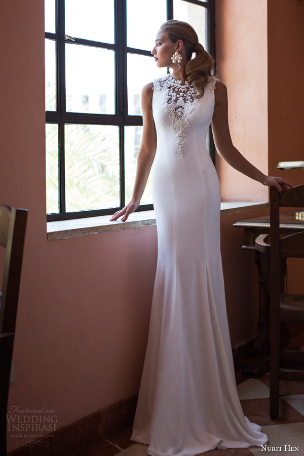 nurit hen 2014 wedding dress amazing beading front view