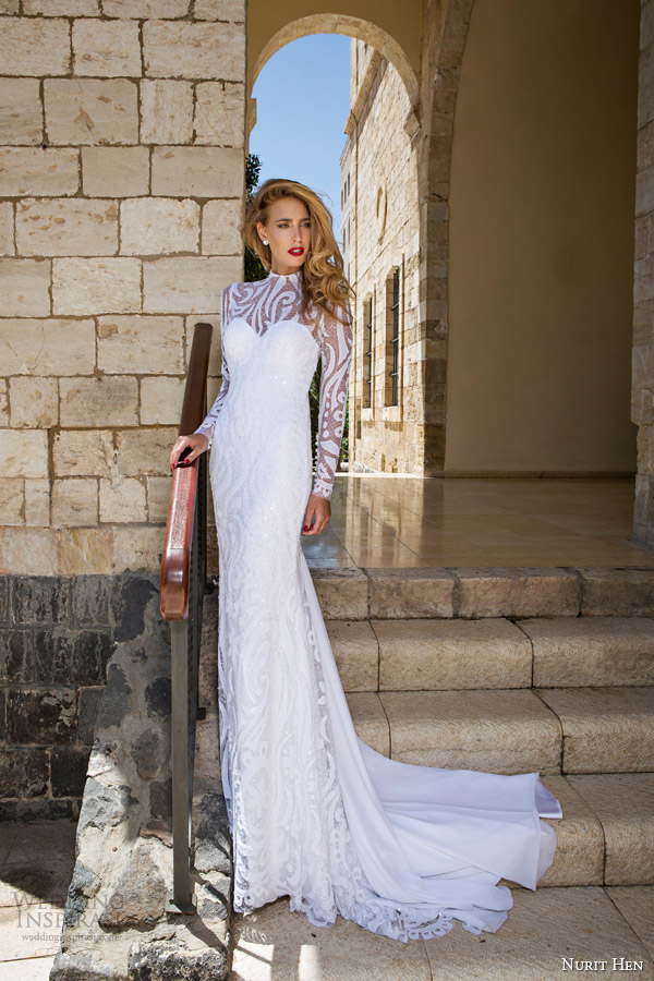 nurit hen bridal 2014 wedding dress long sleeves