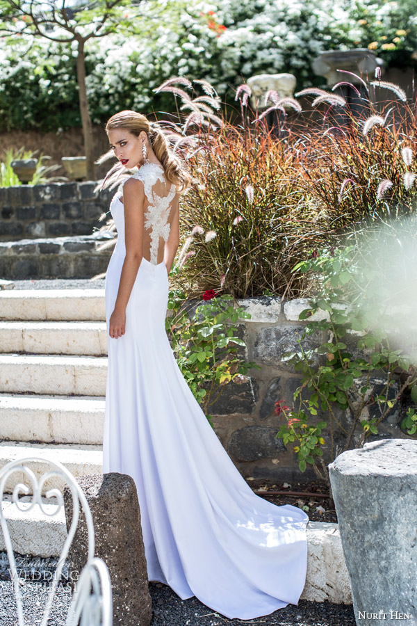 nurit hen bridal spring summer 2014 one shoulder wedding dress back view