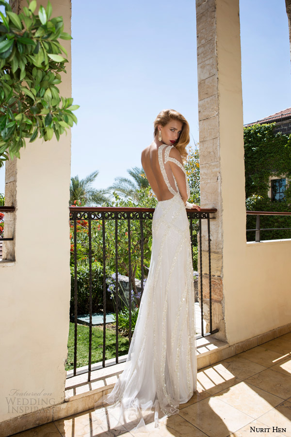 nurit hen summer 2014 bridal wedding dress long illusion sleeves