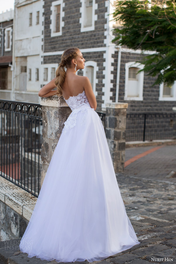 nurit hen wedding dresses summer 2014 bridal strapless ball gown back view