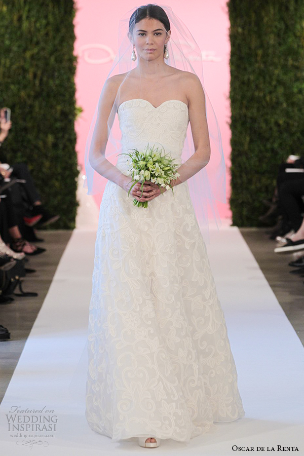 oscar de la renta bridal 2015 ivory silk organza a line wedding dress cameron