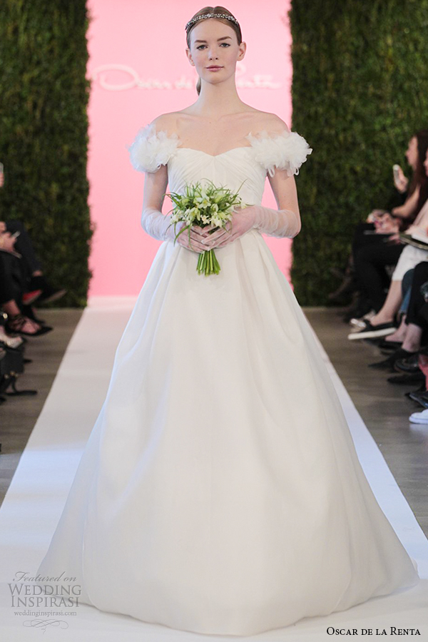 oscar de la renta bridal 2015 ivory silk organza ball gown chiffon wedding dress