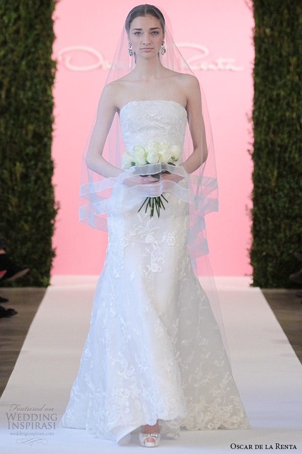 oscar de la renta bridal 2015 ivory silk organza trumpet mermaid wedding dress cecilia