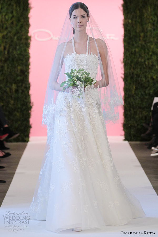 oscar de la renta bridal 2015 white fleur embroidered tulle a line wedding dress caitlin