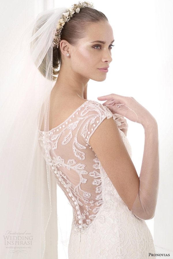 pronovias wedding dresses 2015 atelier collection kairos gown illusion neckline back