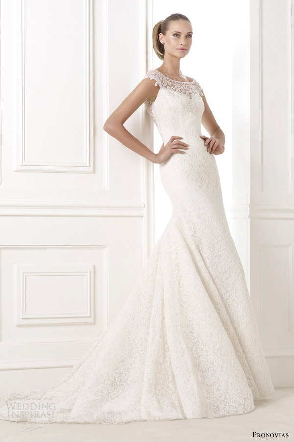 pronovias wedding dresses 2015 atelier collection kairos gown illusion neckline