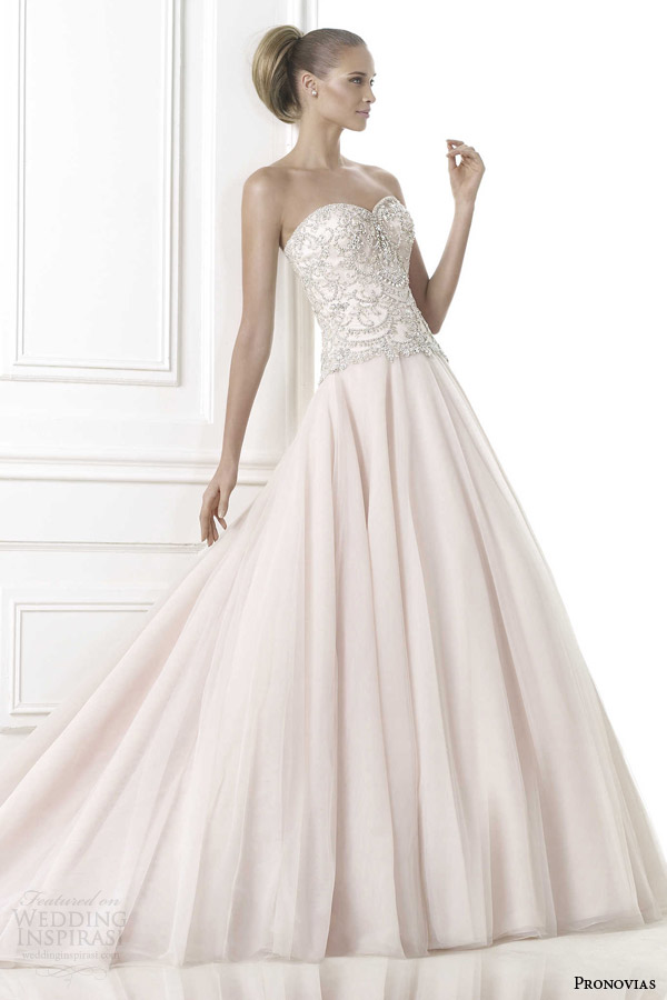 pronovias wedding dresses pre 2015 bolera strapless ball gown powder beige tulle