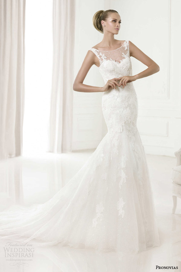 pronovias wedding dresses pre 2015 collection glamour babor illusion neckline