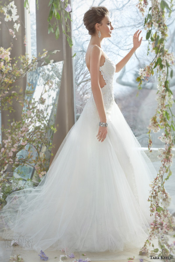 tara keely bridal spring 2014 lace sheath wedding dress tulle godets style 2403