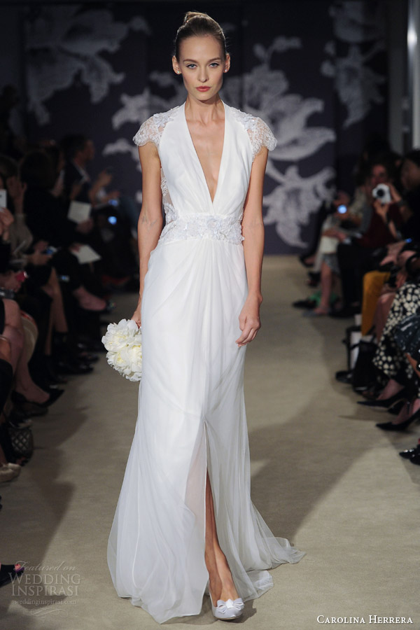 carolina herrera spring 2015 bridal cassidy lace sleeve wedding dress