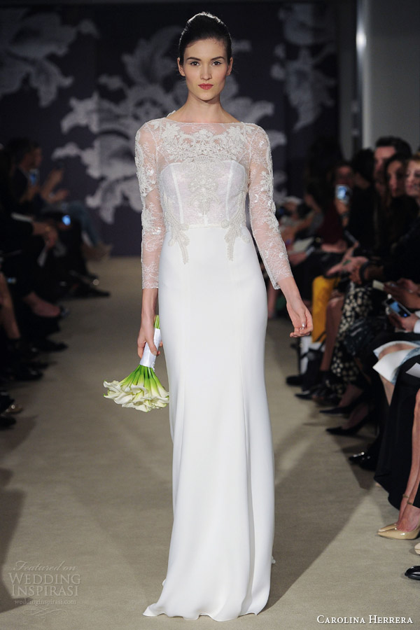 carolina herrera spring 2015 bridal cleo wedding dress with illusion long sleeves
