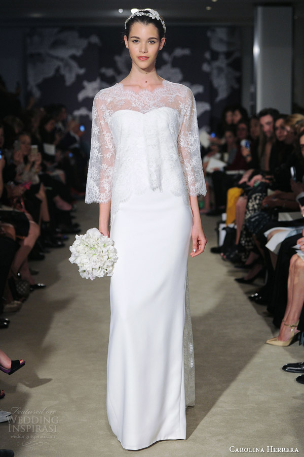 carolina herrera spring 2015 carolina wedding dress lace cape