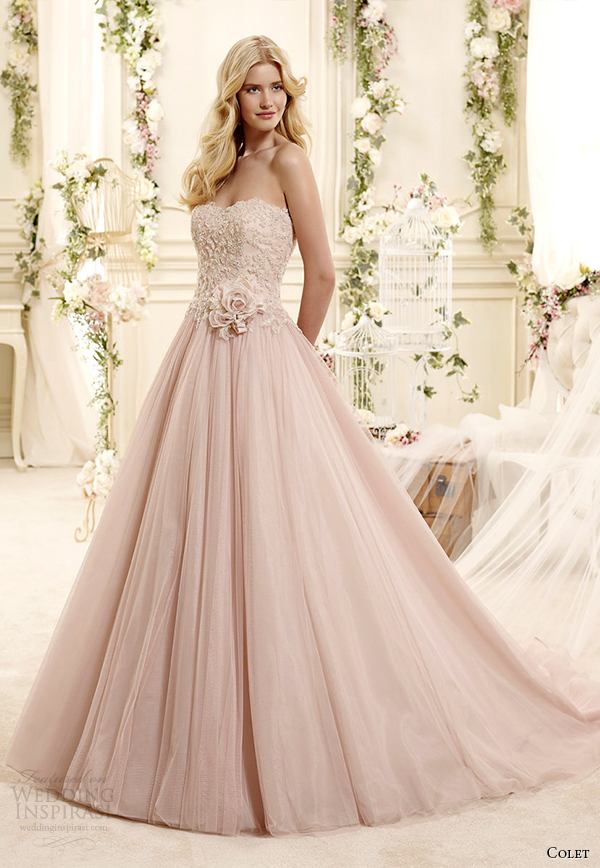 colet bridal 2015 style 13 coab15302pk sweetheart strapless blush color a line wedding dress