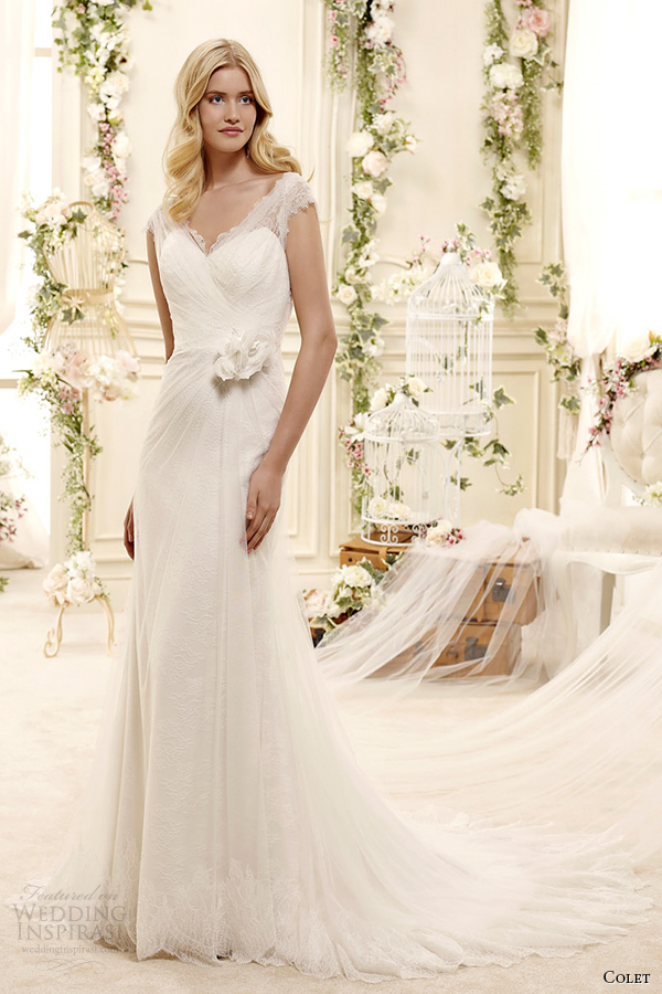 colet bridal 2015 style 19 coab15316iv v neck sheath wedding dress illusion cap sleeves