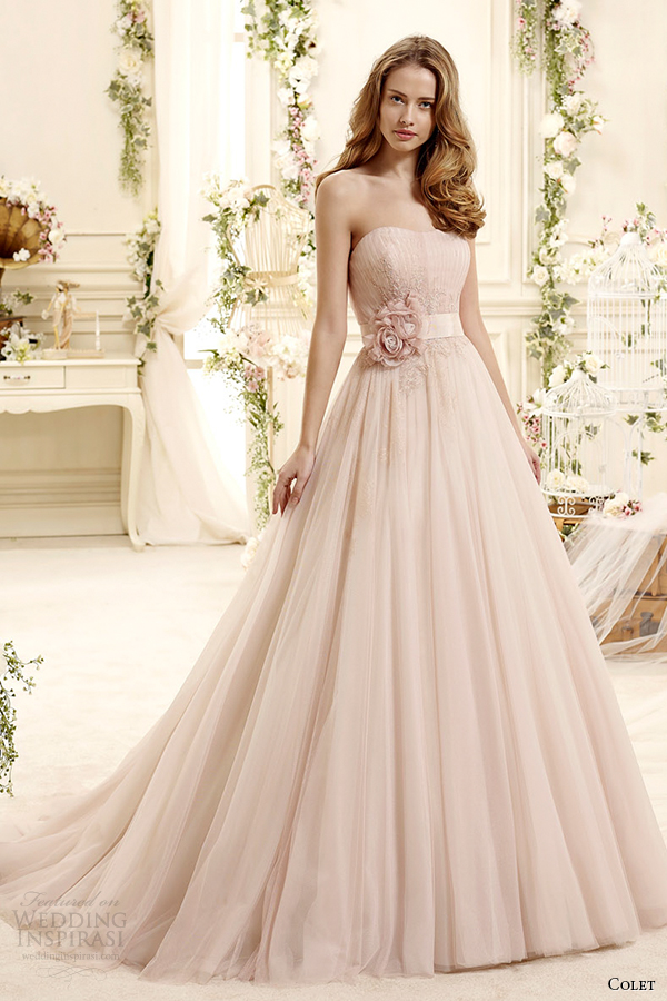 colet bridal 2015 style 20 coab15306pk strapless blush color a line wedding dress