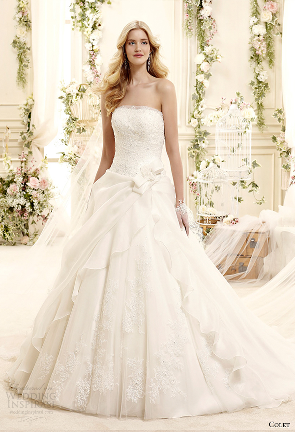 colet bridal 2015 style 22 coab15231iv straight across strapless a line wedding dress
