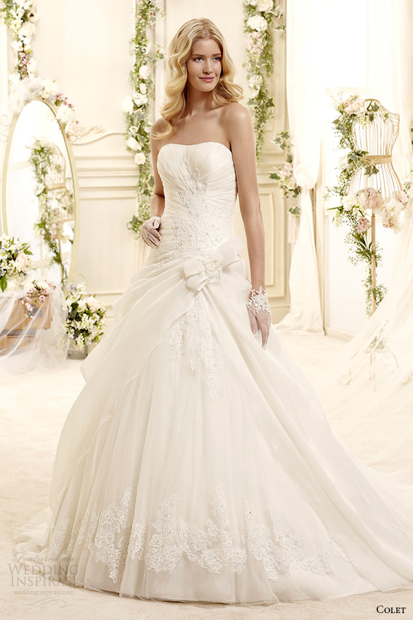 colet bridal 2015 style 26 coab15272iv strapless a line wedding dress draped bodice