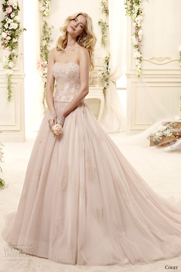 colet bridal 2015 style 33 coab15279pk strapless blush a line wedding dress