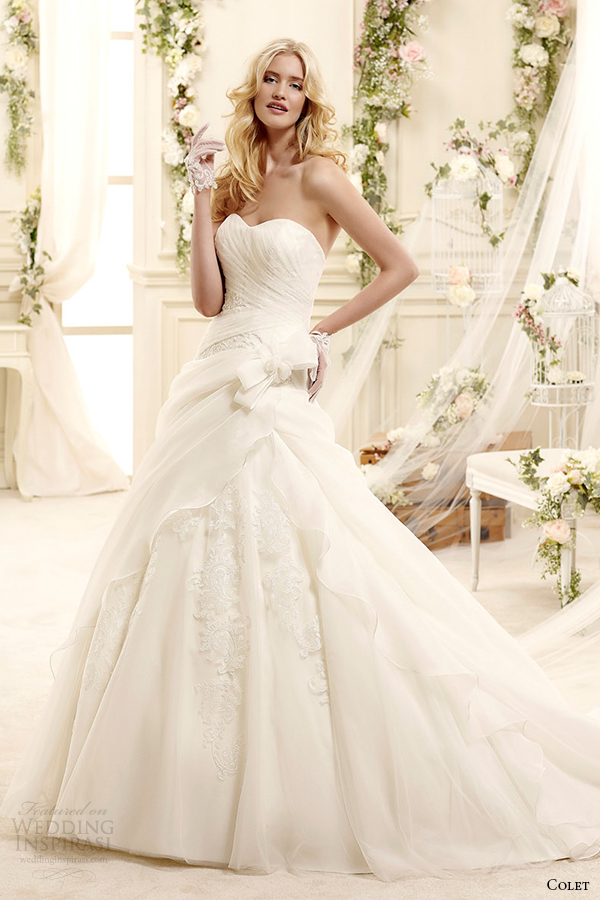 colet bridal 2015 style 34 coab15233iv strapless sweetheart neckline gathered a line wedding dress