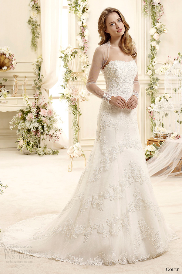 colet bridal 2015 style 35 coab15290iv illusion long sleeve a line wedding dress