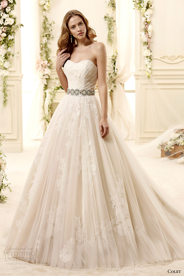 colet bridal 2015 style 36 coab15297ch strapless sweetheart neckline a line wedding dress