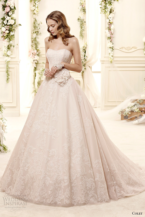 colet bridal 2015 style 4 coab15268pk sweetheart strapless a line blush color wedding dress