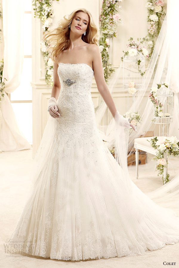 colet bridal 2015 style 42 coab15227iv strapless a line wedding dress