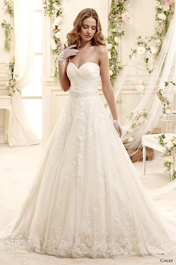 colet bridal 2015 style 43 coab15313iv strapless sweetheart neckline a line wedding dress