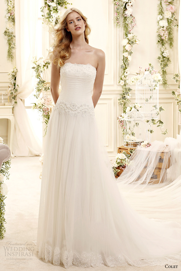 colet bridal 2015 style 47 coab15220iv strapless straight across neckline column wedding dress
