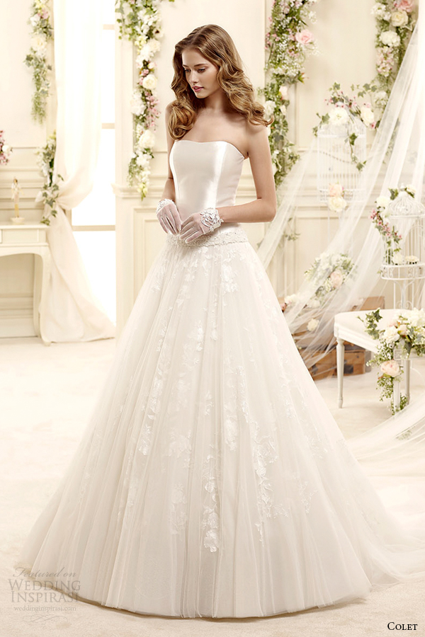 colet bridal 2015 style 57 coab15267iv strapless straight across a line wedding dress