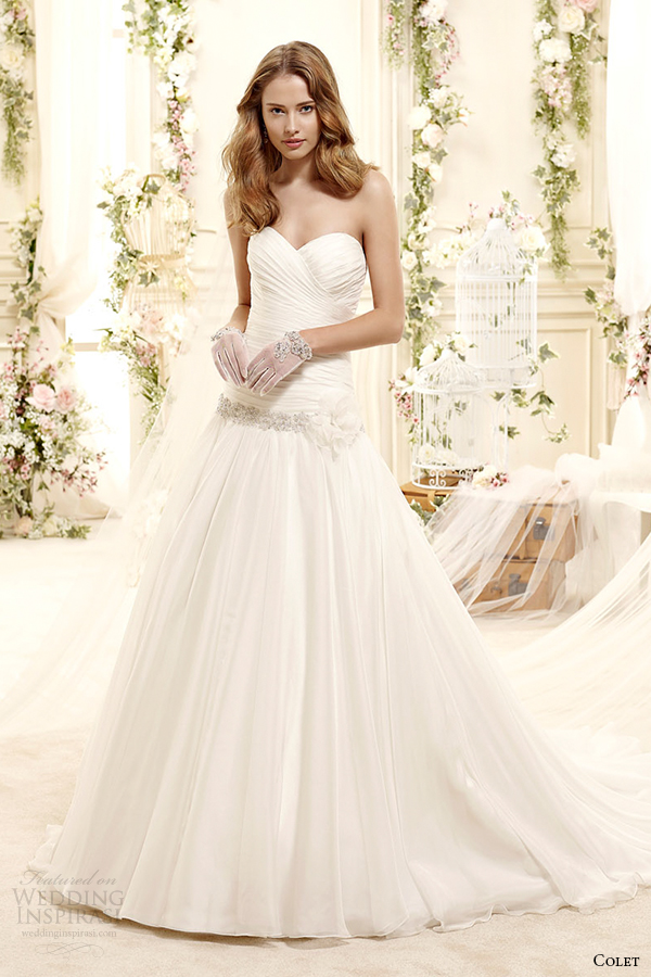 colet bridal 2015 style 59 coab15324iv strapless surplice sweetheart neckline a line wedding dress