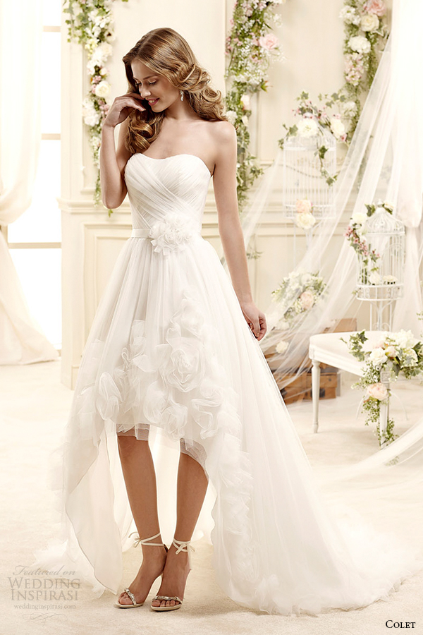 colet bridal 2015 style 64 coab15328iv strapless high low mullet wedding dress