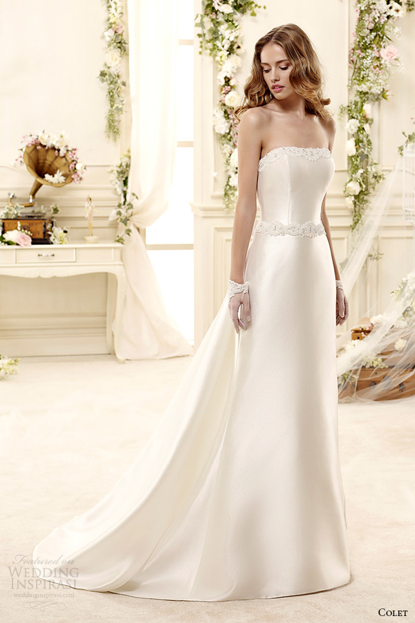 colet bridal 2015 style 68 coab15325iv straight across strapless column wedding dress