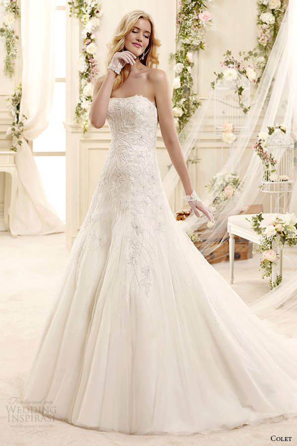 colet bridal 2015 style 69 coab15252iv strapless beaded bodice a line wedding dress