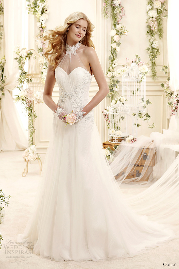 colet bridal 2015 style 70 coab15285iv sheer halter neck sweetheart neckline a line wedding dress