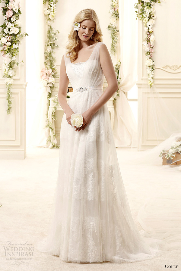 colet bridal 2015 style 79 coab15210iv sheer strap a line sleeveless wedding dress