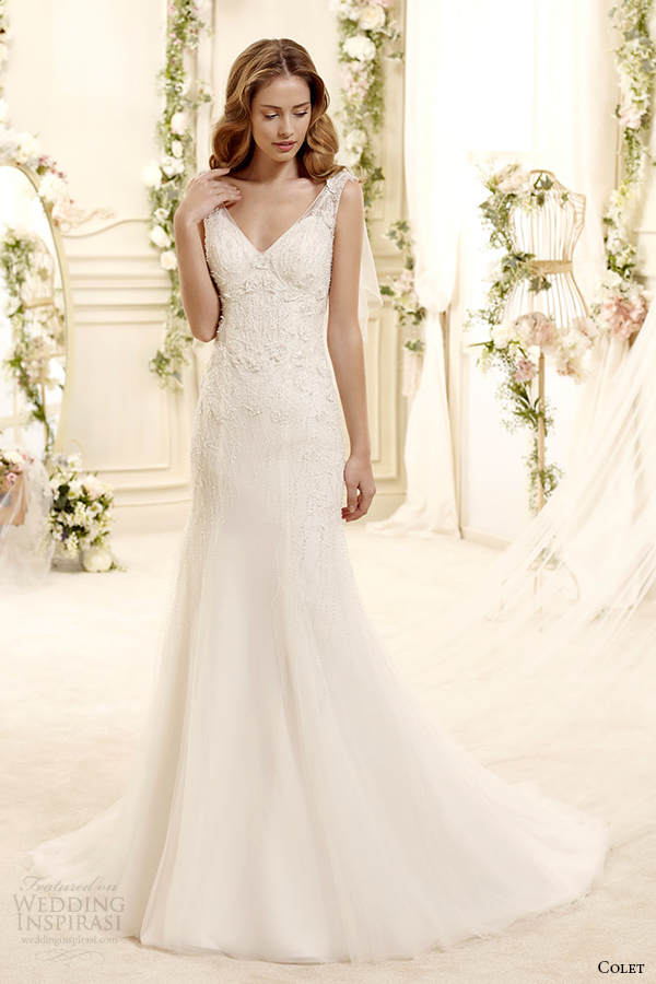colet bridal 2015 style 80 coab15273iv v neck sheath sleeveless wedding dress straps