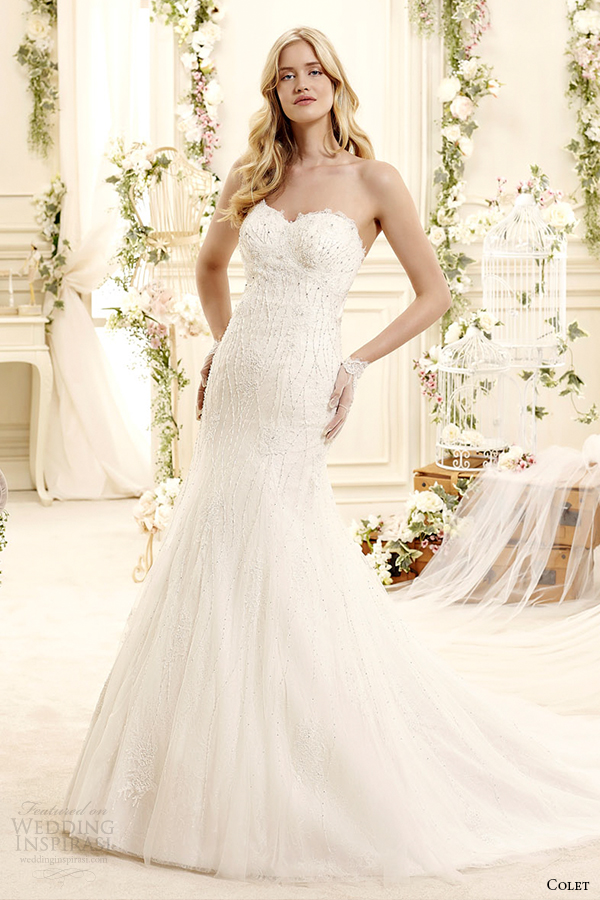 colet bridal 2015 style 82 coab15275iv strapless sweetheart neckline sheath wedding dress