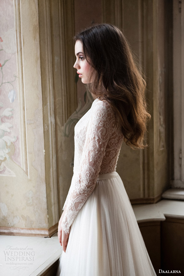 daalarna 2014 bridal long sleeve lace bodice wedding dress side view