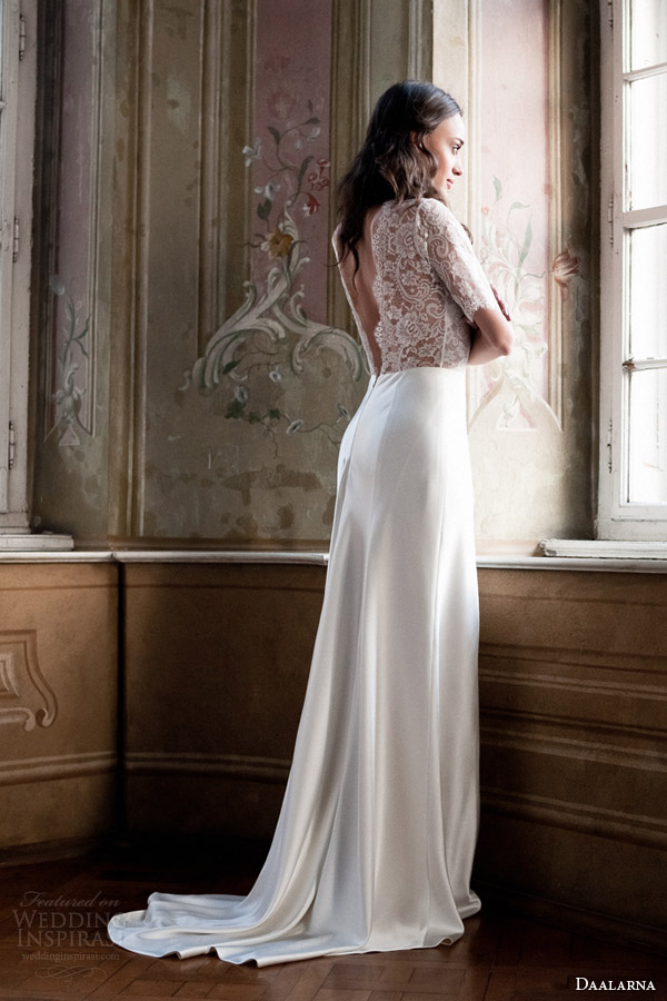 daalarna 2014 wedding dress half sleeve lace bodice