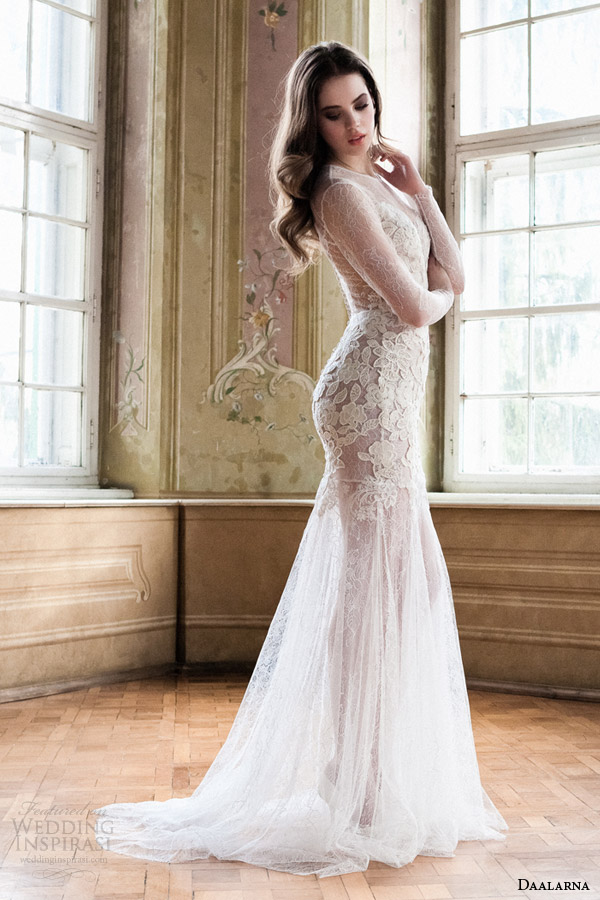 daalarna bridal 2014 illusion long sleeve wedding dress