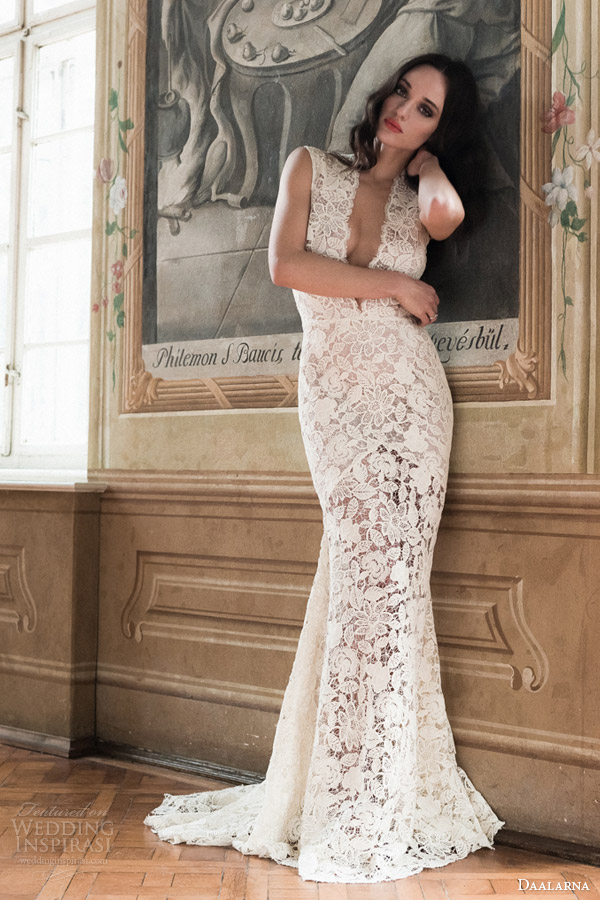 daalarna bridal 2014 sleeveless guipure sheath wedding dress full view