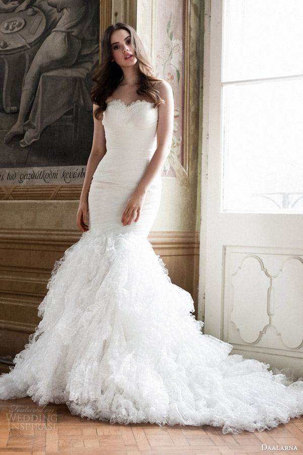 daalarna bridal 2014 strapless mermaid wedding dress with ruffle skirt