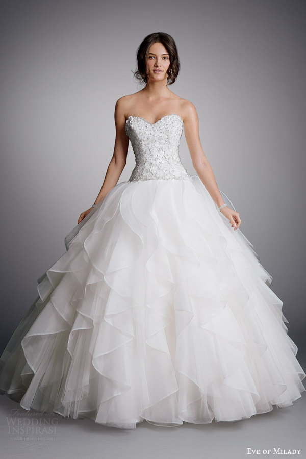 eve of milady bridal 2014 strapless ball gown wedding dress style 1516