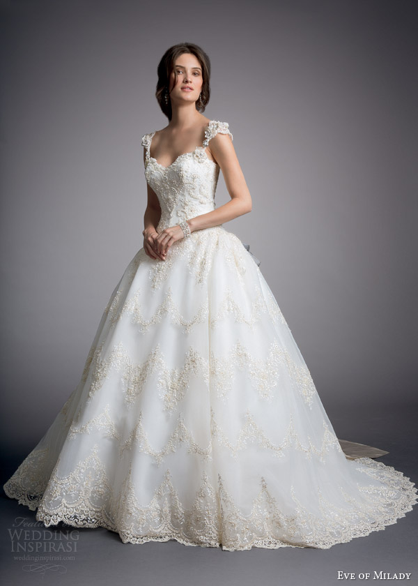 eve of milady couture wedding dress 2014 ball gown with cap sleeves style 4319