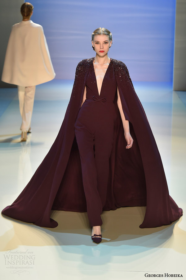 georges hobeika couture fall 2014 2015 look 16 maroon cape